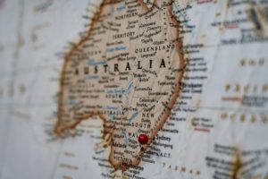 Karte von Australien mit Stecknadel in Sydney